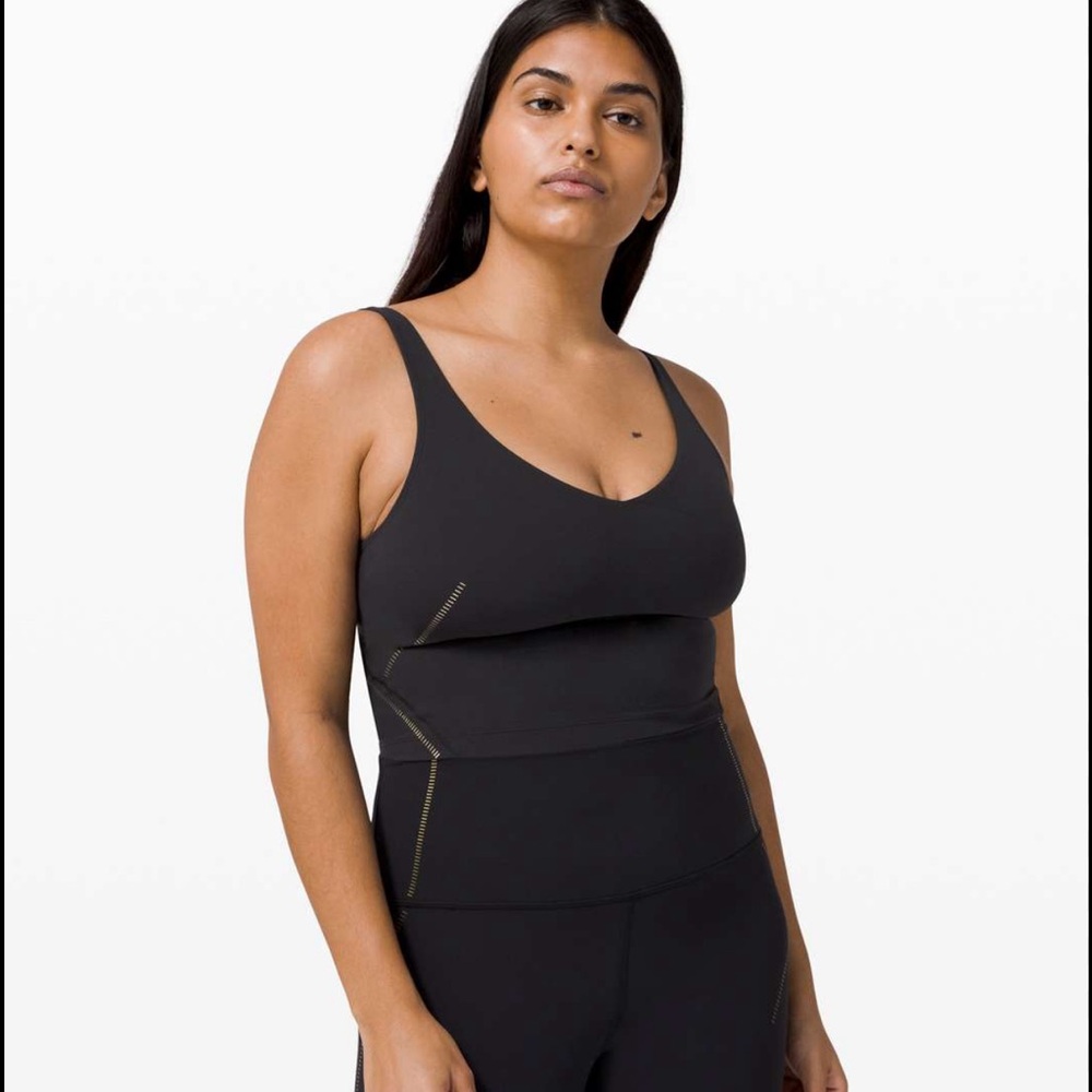lululemon black align tank with gold accents size 2